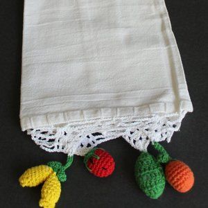 Kitchen Towel with Crocheted Furits